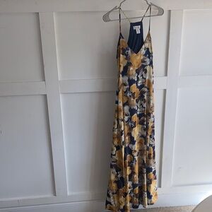 Nicole Miller Floral Maxi Dress in Blue and Gold